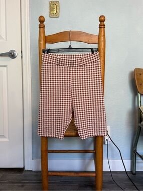Brown Gingham Biker Shorts